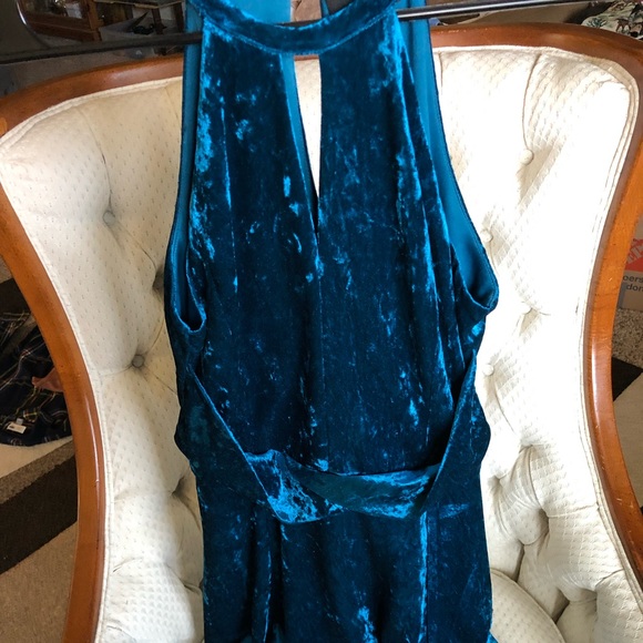 Blue Velvet GREYLIN luxury Velvet Skater Dress Small - Picture 1 of 6